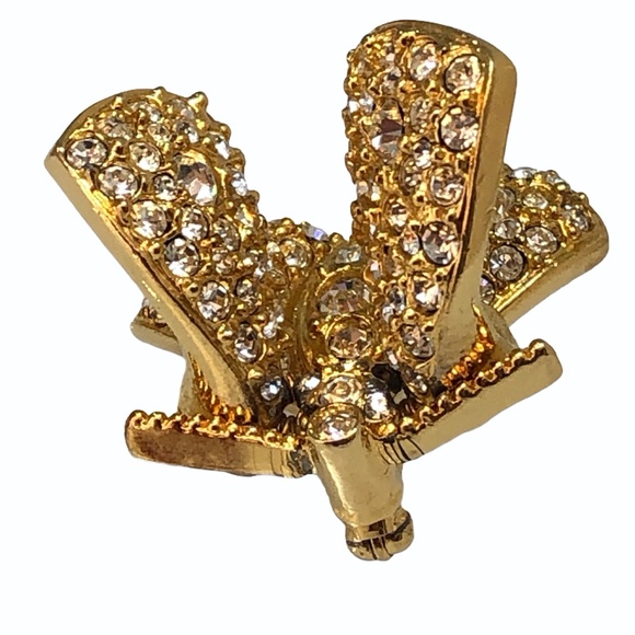 VINTAGE JOAN RIVERS PAVE CRYSTAL TREMBLER BUTTERFLY BROOCH W ARTICULATED WINGS - Picture 4 of 16